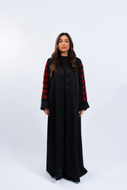 ABAYA fleur de Palestine - Noir et rouge
