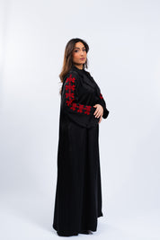 ABAYA fleur de Palestine - Noir et rouge