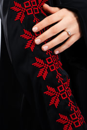 ABAYA fleur de Palestine - Noir et rouge