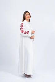 ABAYA fleur de Palestine - Blanc et rouge